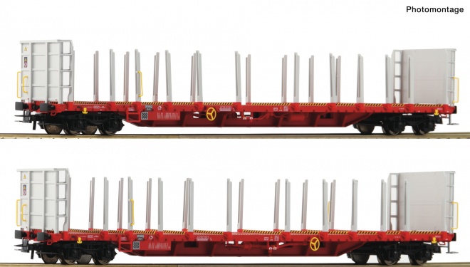 Set of 2 cars for timber transport<br /><a href='images/pictures/Roco/Roco-76142.jpg' target='_blank'>Full size image</a>